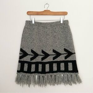Wool Mini Skirt with Fringe